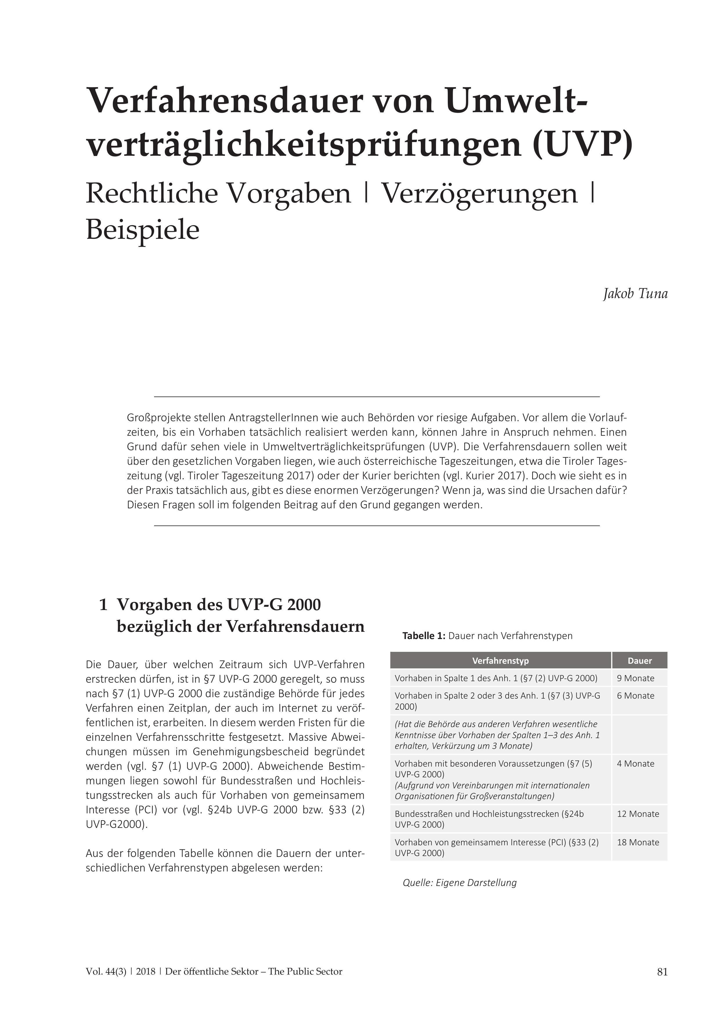 Verfahrensdauer von Umweltverträglichkeitsprüfungen (UVP)