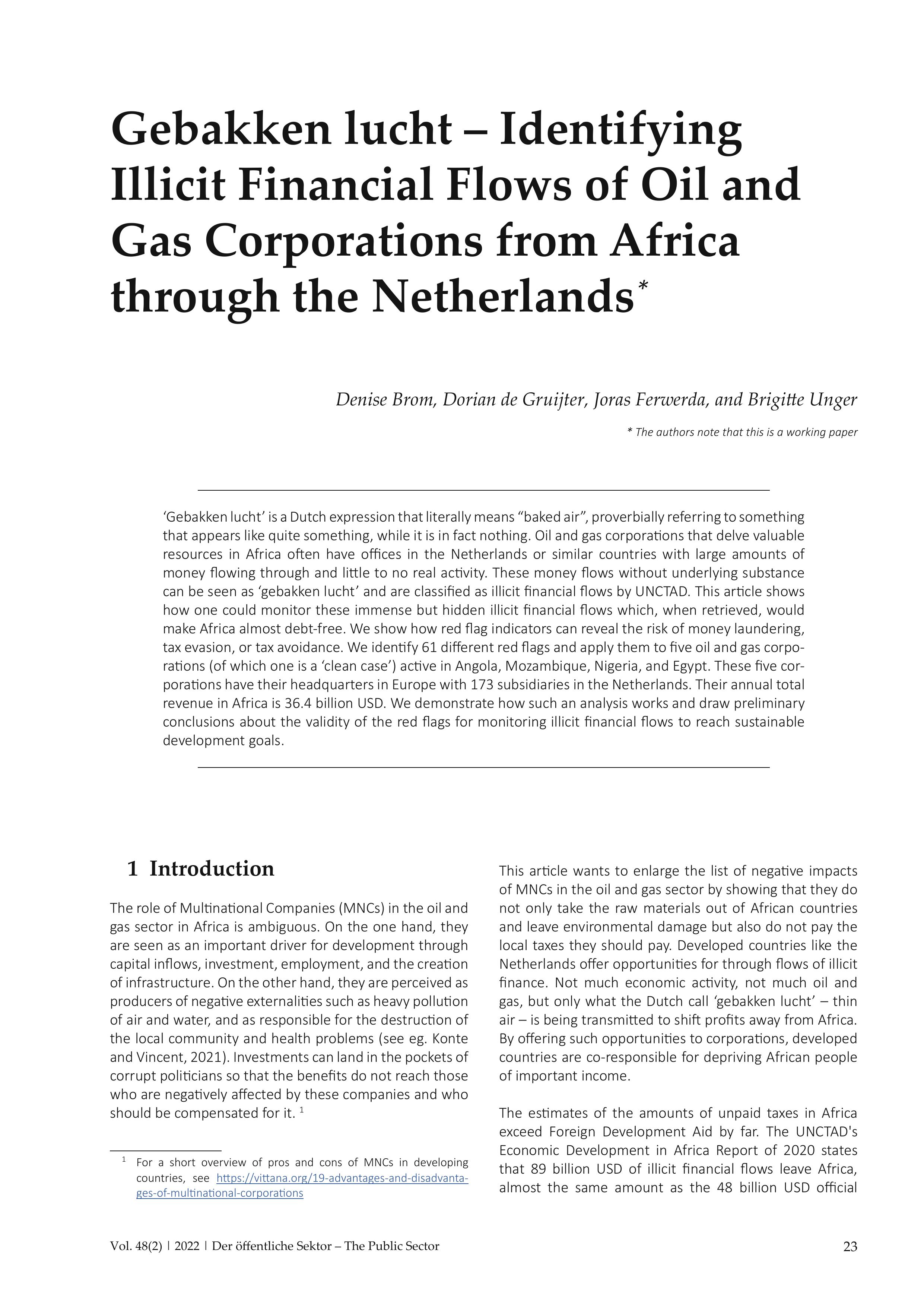 Gebakken lucht – Identifying Illicit Financial Flows of Oil and Gas Corporations from Africa through the Netherlands